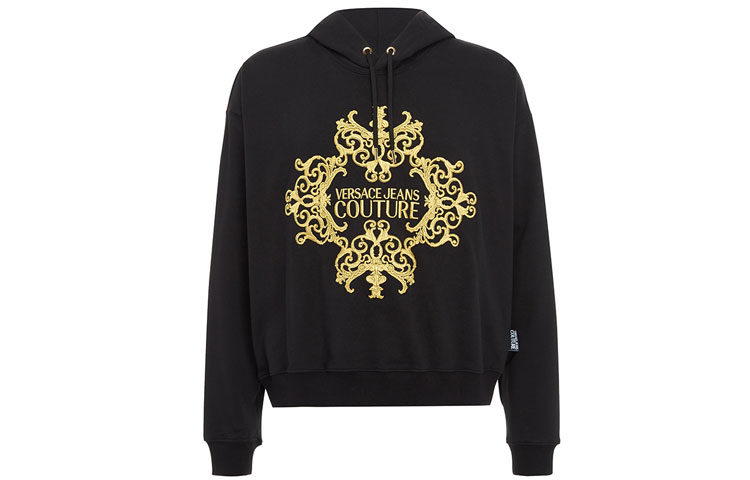 Order Sudadera Negra VERSACE JEANS COUTURE con Logo Bordado de Encaje. EB7GUA-711E3-6604
