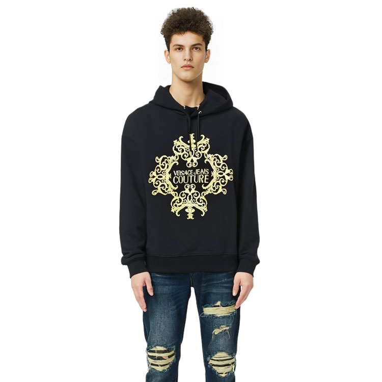 Purchase Sudadera Negra VERSACE JEANS COUTURE con Logo Bordado de Encaje. EB7GUA-711E3-6604