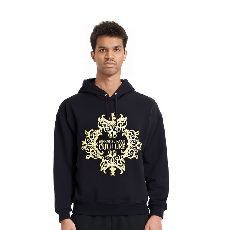Details for Sudadera Negra VERSACE JEANS COUTURE con Logo Bordado de Encaje. EB7GUA-711E3-6604