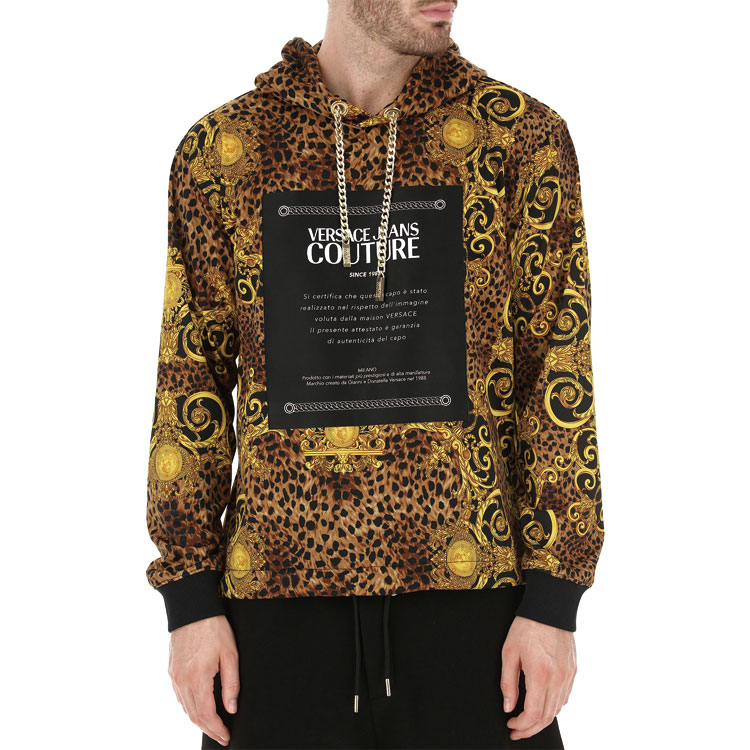 Purchase VERSACE JEANS COUTURE Hoodie Hitam Motif Leopard B7GUA7F4-S0594-923
