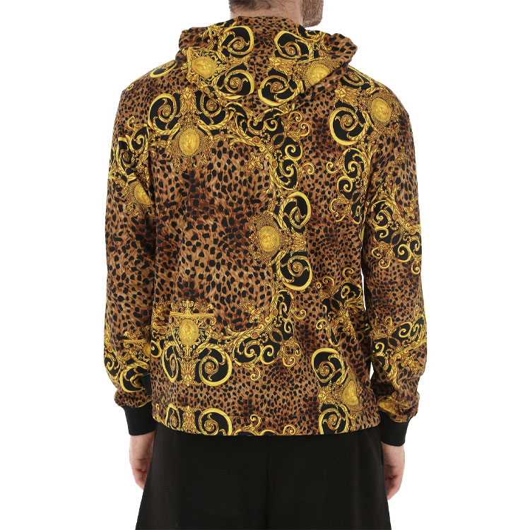 Sizing VERSACE JEANS COUTURE Hoodie Hitam Motif Leopard B7GUA7F4-S0594-923