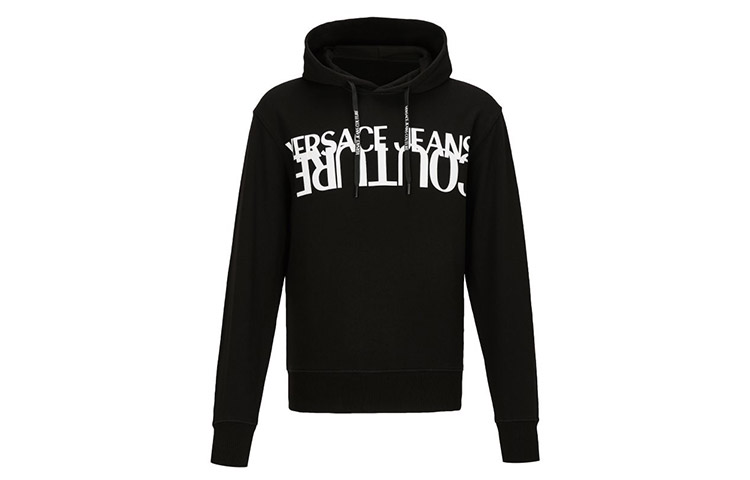 VERSACE JEANS COUTURE Black Letter Print Pullover Sweatshirt B7GZA7KH-30328-899