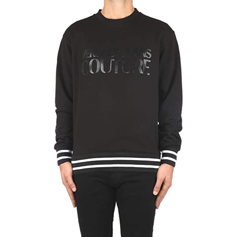 Shop VERSACE JEANS COUTURE 黑色長袖印花標誌衛衣 B7GZA702-13988-899