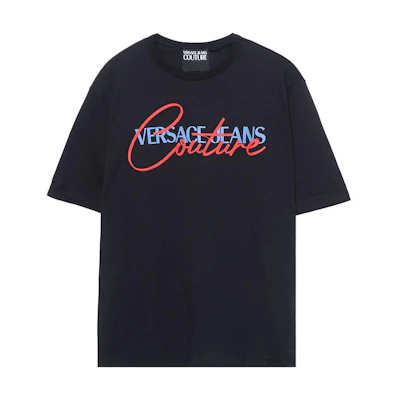 VERSACE JEANS COUTURE Black Logo Print Loose Fit T-Shirt SS22. 72GAHT07-CJ02O-899