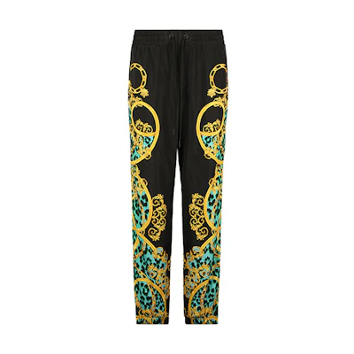 VERSACE JEANS COUTURE Black Logo Print Straight-Fit Casual Pants A2GVA1-A82043-2155