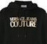 Sizing VERSACE JEANS COUTURE Hoodie Pria Hitam Logo Cetak dengan Drawstring. B7GWA7TP-30318-K42