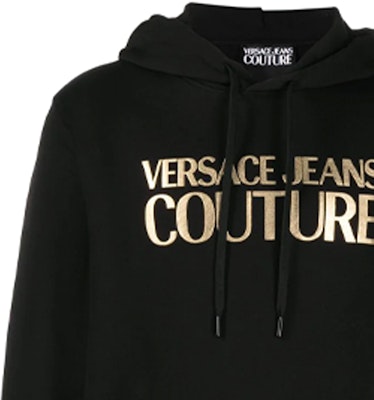 VERSACE JEANS COUTURE Hoodie Pria Hitam Logo Cetak dengan Drawstring. B7GWA7TP-30318-K42 Cheap VERSACE JEANS COUTURE Hoodie Pria Hitam Logo Cetak dengan Drawstring. B7GWA7TP-30318-K42