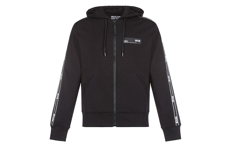 VERSACE JEANS COUTURE Black Logo Zip Hoodie for Men B7GZA7A1-13988-899