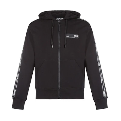 VERSACE JEANS COUTURE Black Logo Zip Hoodie for Men B7GZA7A1-13988-899