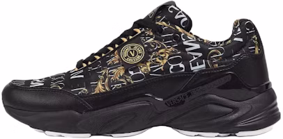 VERSACE JEANS COUTURE Black Low-Top Casual Shoes with Gold Print for Men 73YA3SW2ZS240G89 VERSACE JEANS COUTURE Black Low-Top Casual Shoes with Gold Print for Men 73YA3SW2ZS240G89