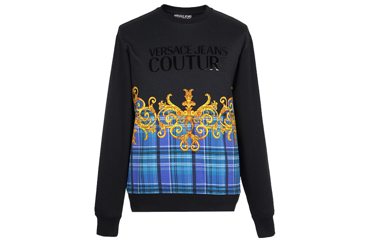 VERSACE JEANS COUTURE Black Printed Cotton Sweatshirt B7GUA7FX-30176-899