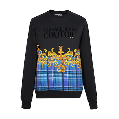 VERSACE JEANS COUTURE Black Printed Cotton Sweatshirt B7GUA7FX-30176-899