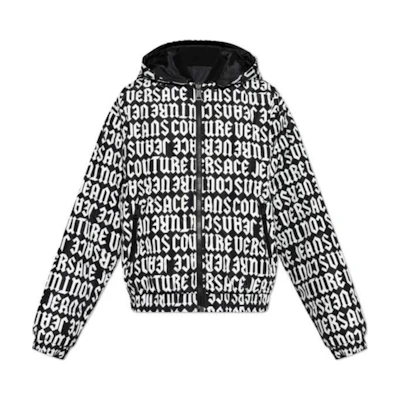 VERSACE JEANS COUTURE Black Reversible Hooded Puffer Jacket for Men. 77GAUD16-CQD53-L01