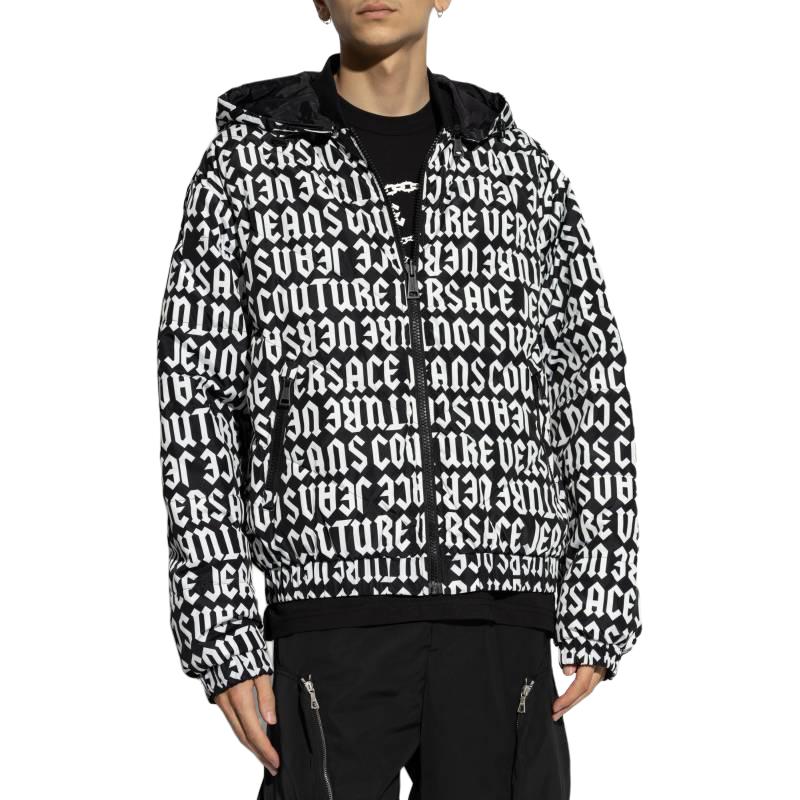 Shop ヴェルサーチ ジーンズ クチュール メンズ リバーシブル フード付き ブラック ダウンジャケット 77GAUD16-CQD53-L01