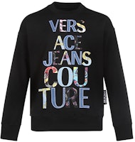 VERSACE JEANS COUTURE Black Sweatshirt with Multicolor Lettering B7GZA7VF-30333-899 VERSACE JEANS COUTURE Black Sweatshirt with Multicolor Lettering B7GZA7VF-30333-899