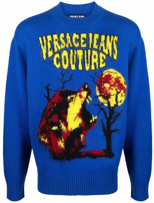 베르사체 진스 쿠튀르 블루 울 스웨터 패턴 크루넥. 71GAF815C-M08NOD7 Order 베르사체 진스 쿠튀르 블루 울 스웨터 패턴 크루넥. 71GAF815C-M08NOD7