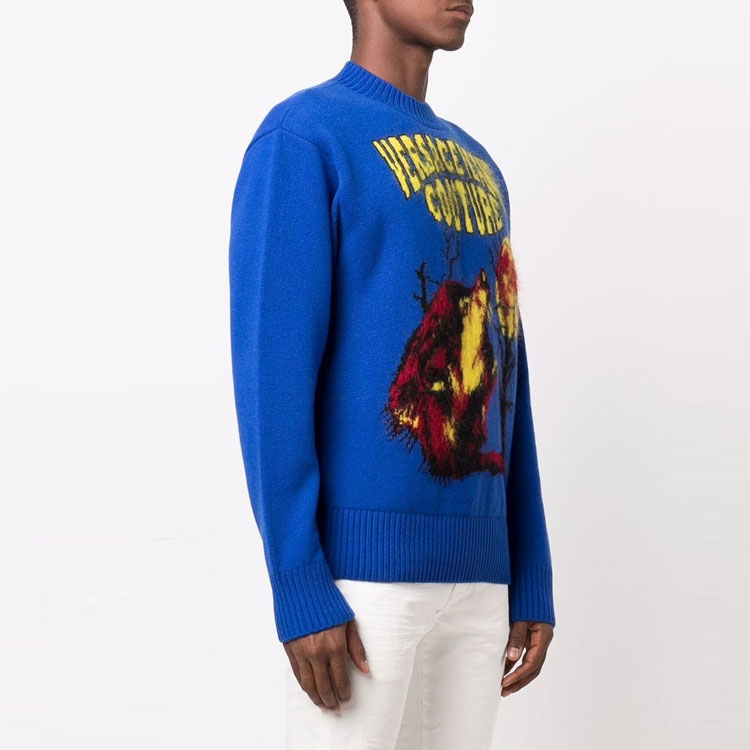 Purchase 베르사체 진스 쿠튀르 블루 울 스웨터 패턴 크루넥. 71GAF815C-M08NOD7