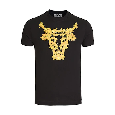 VERSACE JEANS COUTURE Bull Logo T-Shirt for Men Black SS21 Gift Guide B3GWA7TG-30319-K42
