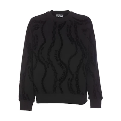 VERSACE JEANS COUTURE Chain Print Pullover Crewneck Sweater Men’s Black. 77GAI3X0-FS176-899