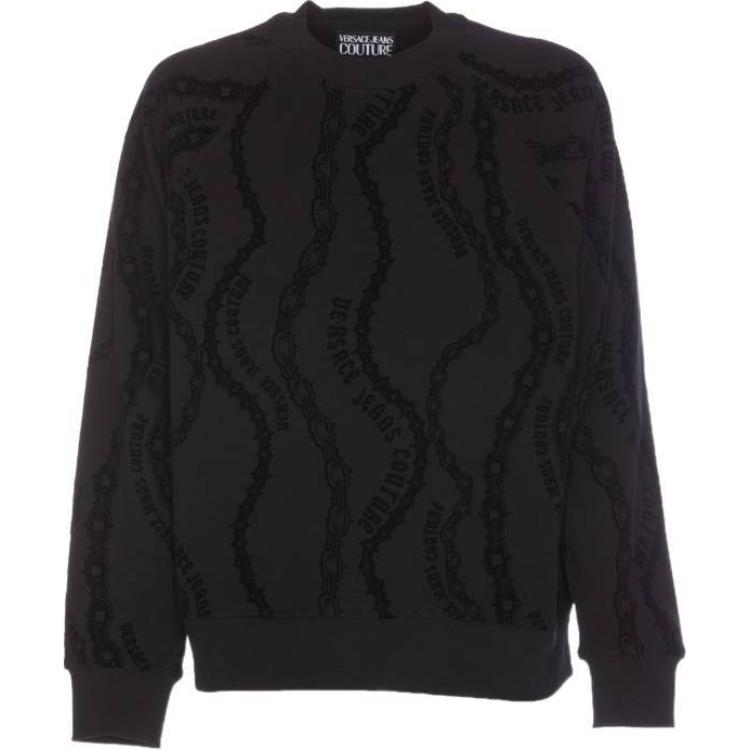 VERSACE JEANS COUTURE Chain Print Pullover Crewneck Sweater Men’s Black. 77GAI3X0-FS176-899 圖 2