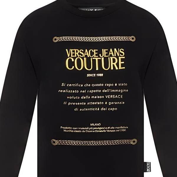 Sizing 范思哲牛仔刺繡長袖黑色男士運動衫 B7GUA7FN-36604-Y6A