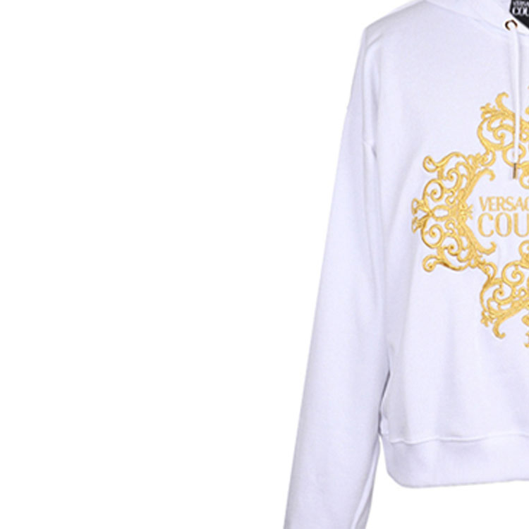 Shop VERSACE JEANS COUTURE 刺繡白色衛衣 B7GUA711-36604-003