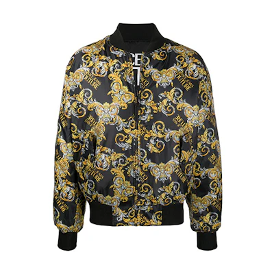 VERSACE JEANS COUTURE Floral Reversible Bomber Jacket Black Men C1GZA9C7-25131-899