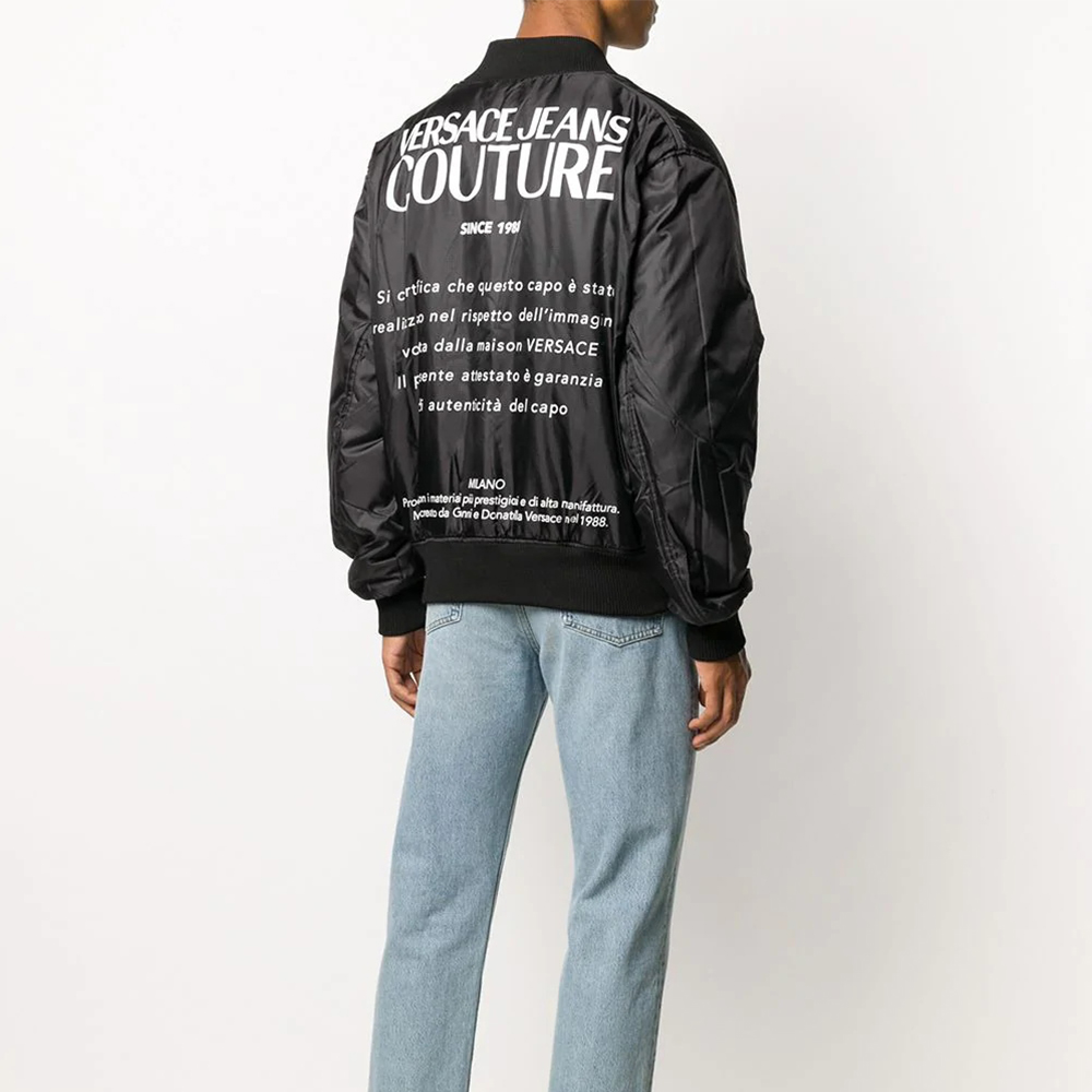 Cheap VERSACE JEANS COUTURE Floral Reversible Bomber Jacket Black Men C1GZA9C7-25131-899