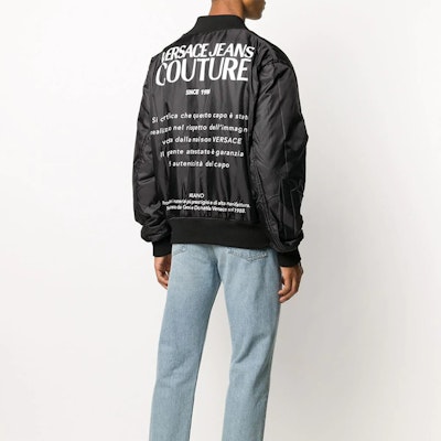 VERSACE JEANS COUTURE Floral Reversible Bomber Jacket Black Men C1GZA9C7-25131-899 Cheap VERSACE JEANS COUTURE Floral Reversible Bomber Jacket Black Men C1GZA9C7-25131-899