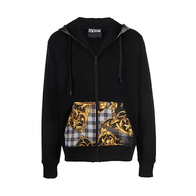 VERSACE JEANS COUTURE FW21 Baroque Print Hoodie Jacket Black 71GAI3Z7-F0002-899