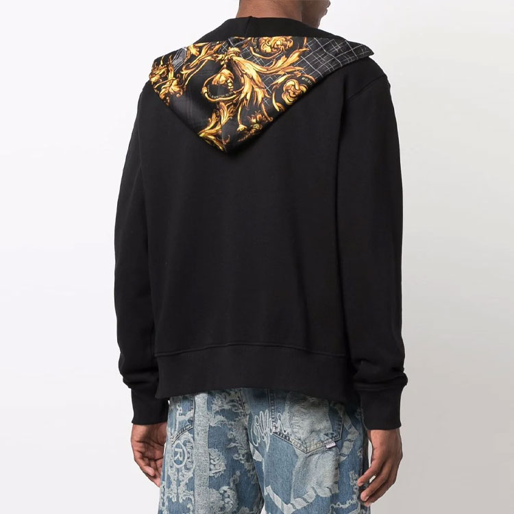 Purchase ヴェルサーチ ジーンズ クチュール FW21 バロックプリント フーディージャケット ブラック 71GAI3Z7-F0002-899