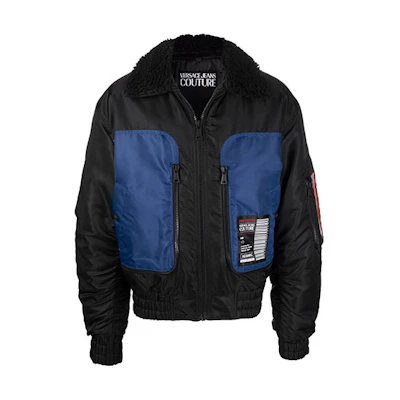 VERSACE JEANS COUTURE FW21 Colorblock Bomber Jacket Men Black. 71GAS419-N0016-899