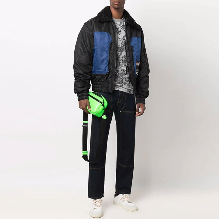 Lookbook VERSACE JEANS COUTURE FW21 Colorblock Bomber Jacket Men Black. 71GAS419-N0016-899