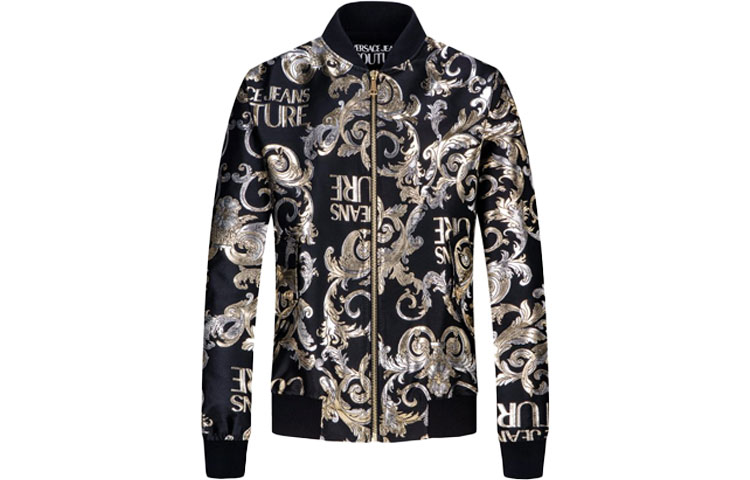 VERSACE JEANS COUTURE FW21 Reversible Logo Print Jacket Black C1GWA907-WUP407-899