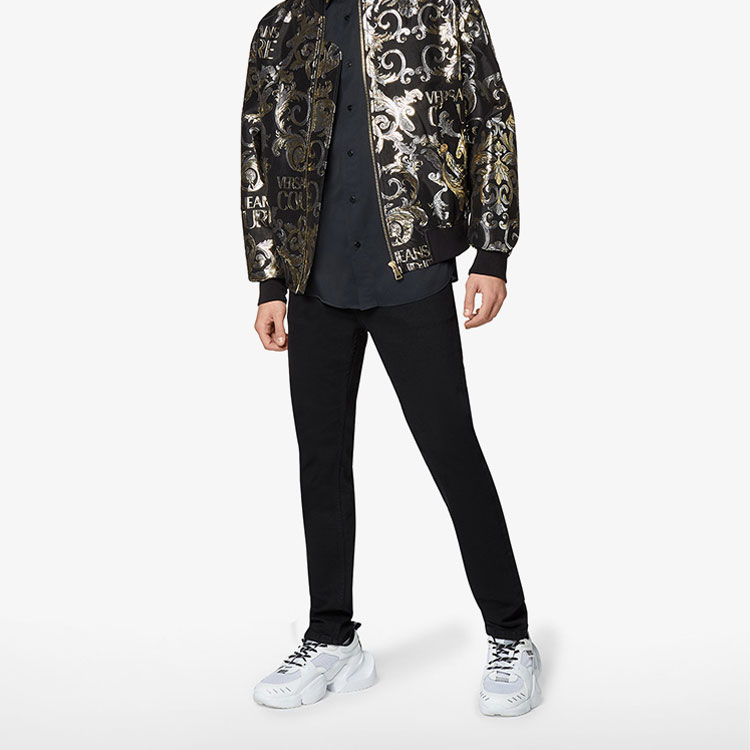 Purchase VERSACE JEANS COUTURE FW21 Reversible Logo Print Jacket Black C1GWA907-WUP407-899