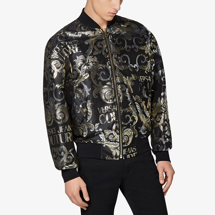 Details for VERSACE JEANS COUTURE FW21 Reversible Logo Print Jacket Black C1GWA907-WUP407-899
