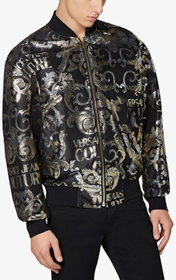 VERSACE JEANS COUTURE FW21 Reversible Logo Print Jacket Black C1GWA907-WUP407-899 Details for VERSACE JEANS COUTURE FW21 Reversible Logo Print Jacket Black C1GWA907-WUP407-899