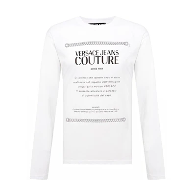 VERSACE JEANS COUTURE FW21 White Letter Crewneck Long Sleeve T-Shirt Mens. 71GAHT30-CJ00T-003