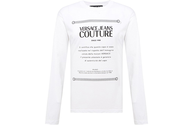 VERSACE JEANS COUTURE FW21 White Letter Crewneck Long Sleeve T-Shirt Mens. 71GAHT30-CJ00T-003 圖 2
