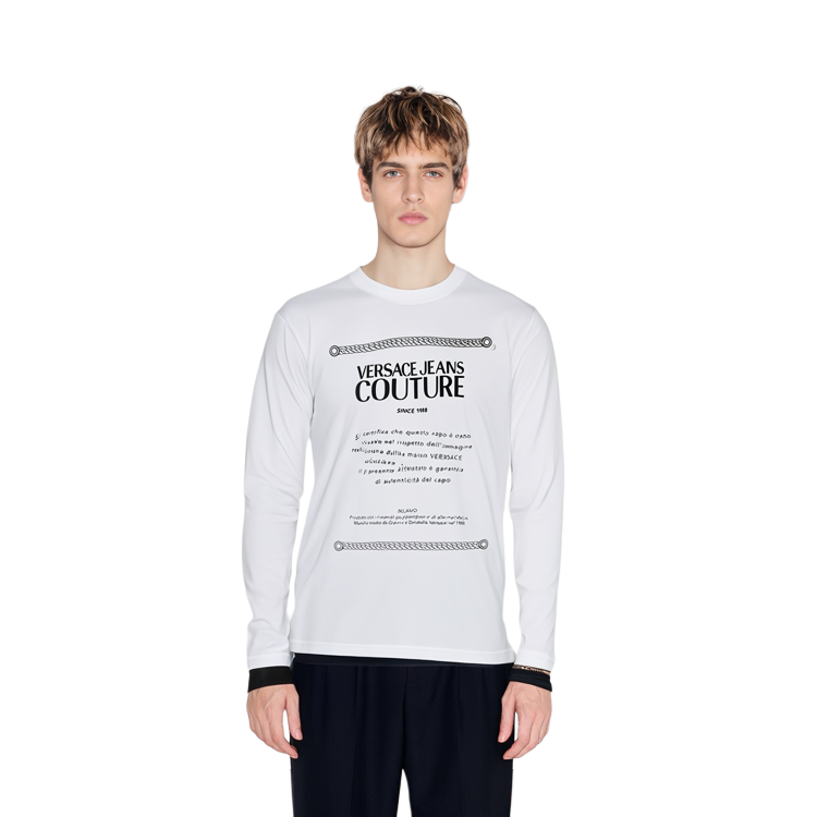 VERSACE JEANS COUTURE FW21 White Letter Crewneck Long Sleeve T-Shirt Mens. 71GAHT30-CJ00T-003 圖 4