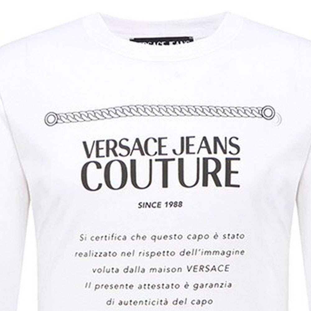 VERSACE JEANS COUTURE FW21 White Letter Crewneck Long Sleeve T-Shirt Mens. 71GAHT30-CJ00T-003 圖 5