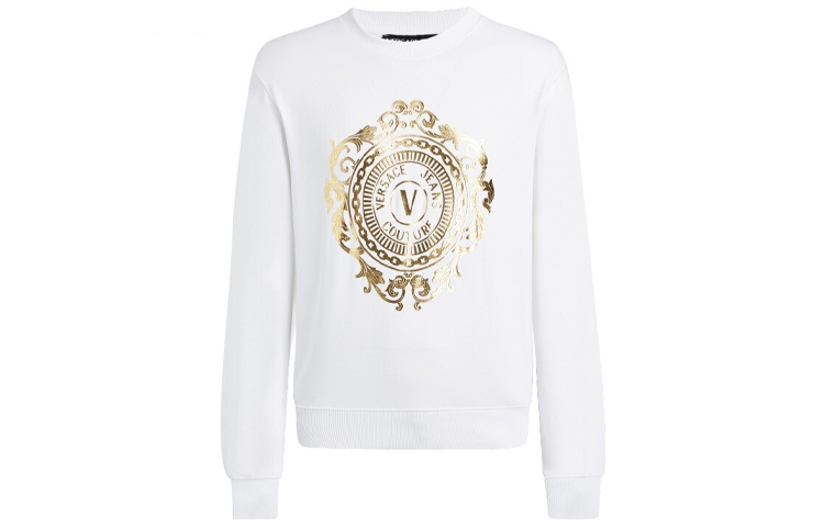 VERSACE JEANS COUTURE FW21 White V-Emblem Crewneck Sweatshirt Wear B7GWA73F-30453-K41