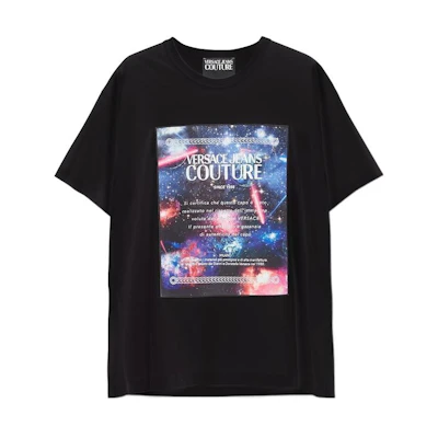 VERSACE JEANS COUTURE FW22 Black Casual Logo Print Short-Sleeve T-Shirt. E73GAHF08-ECJ03F-E899