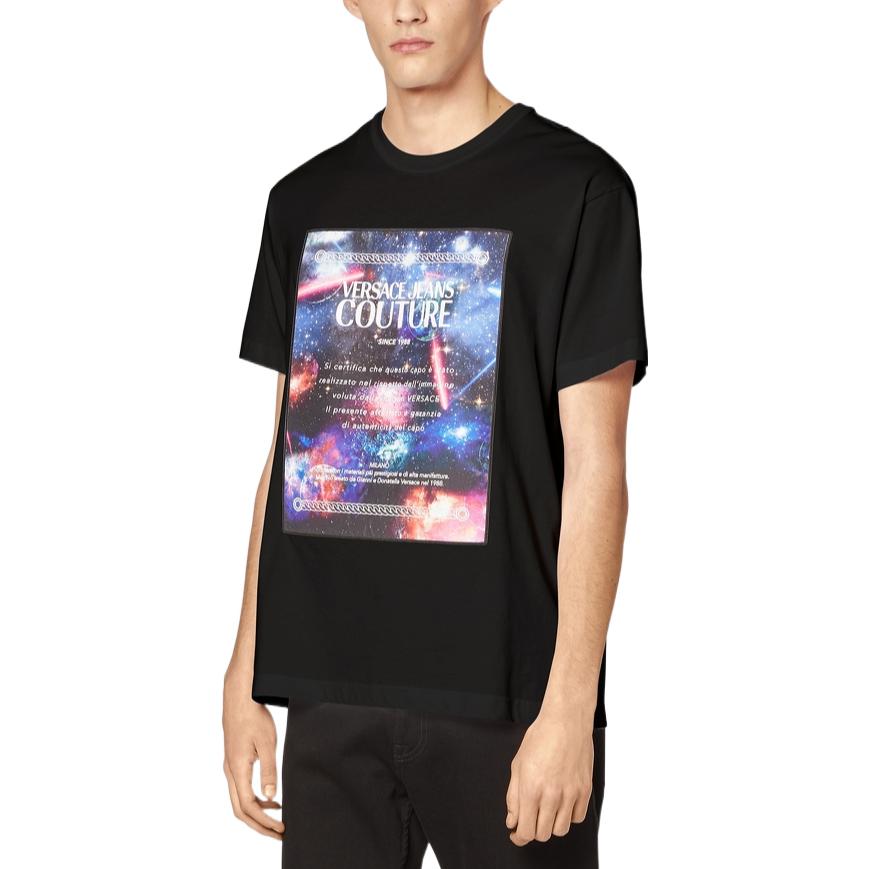 Purchase VERSACE JEANS COUTURE FW22  Black Casual Logo Print Short-Sleeve T-Shirt. E73GAHF08-ECJ03F-E899