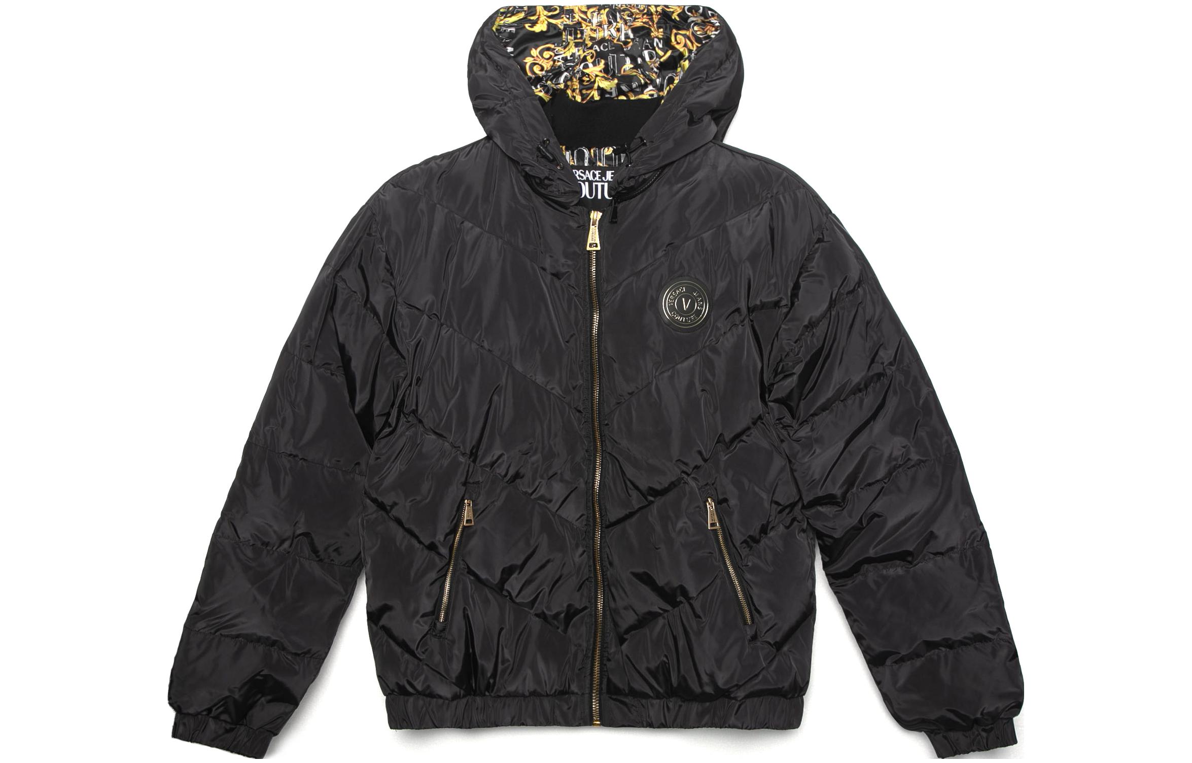 VERSACE JEANS COUTURE FW22  Black Cotton Hoodie Jacket 74GAUD17-CQ01D-G89