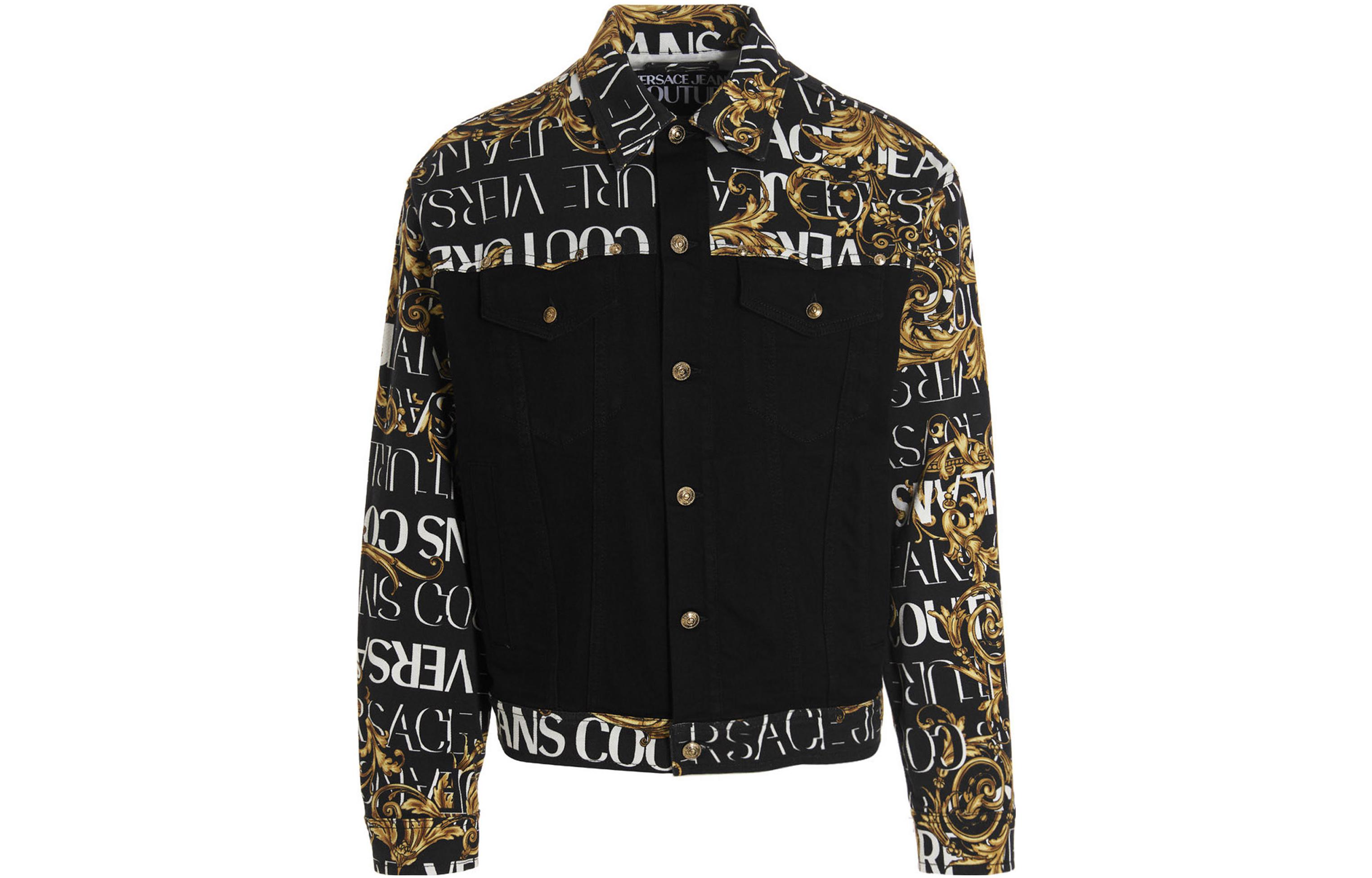 VERSACE JEANS COUTURE FW22  Black Geometric Print Casual Long-Sleeve Jacket 73GAS40-MES035L54-909