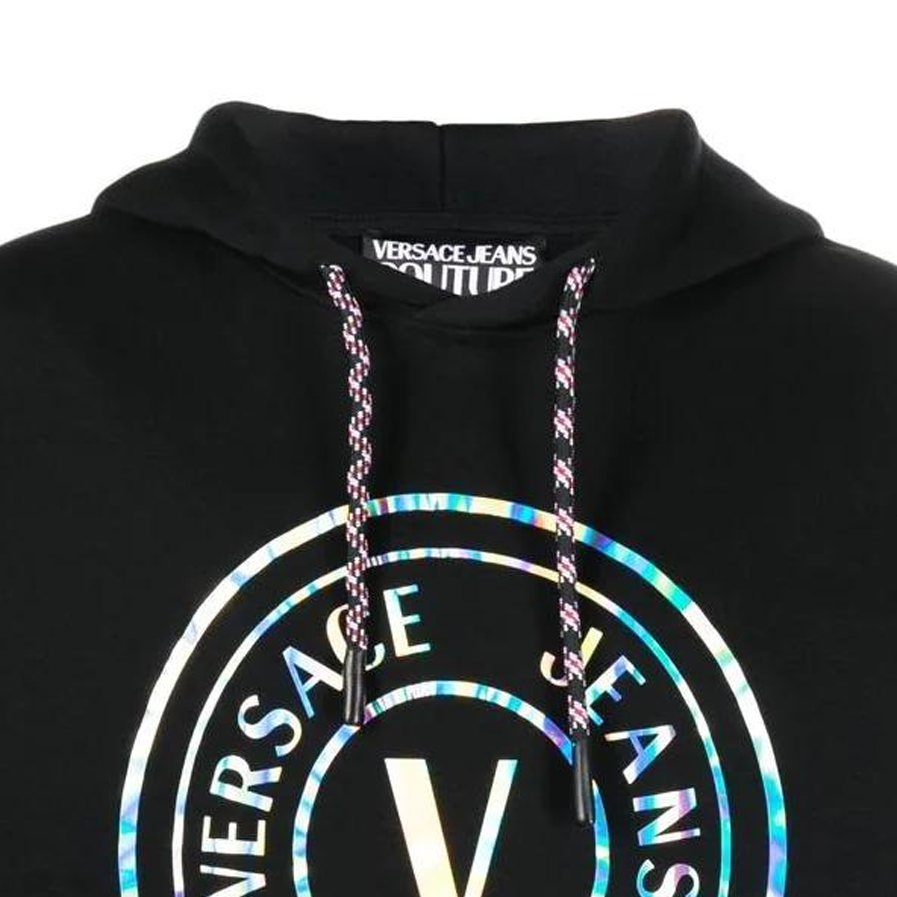 Details for 베르사체 진스 쿠튀르 FW22 블랙 로고 프린트 후디. 73GAIG07-CF00G-899