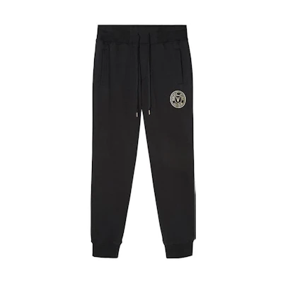 VERSACE JEANS COUTURE FW22 Black Jogger Sweatpants with Logo Print. 73GAAT06-CF00T-G89