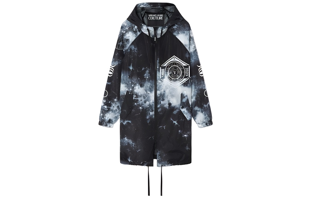 VERSACE JEANS COUTURE FW22  Black Letter Print Hooded Jacket E73GAT402-ECQS34-EM84