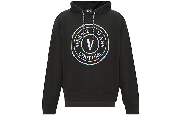 VERSACE JEANS COUTURE FW22  Black Logo Casual Sweatshirt. 73GAIG07-CF00G-0899